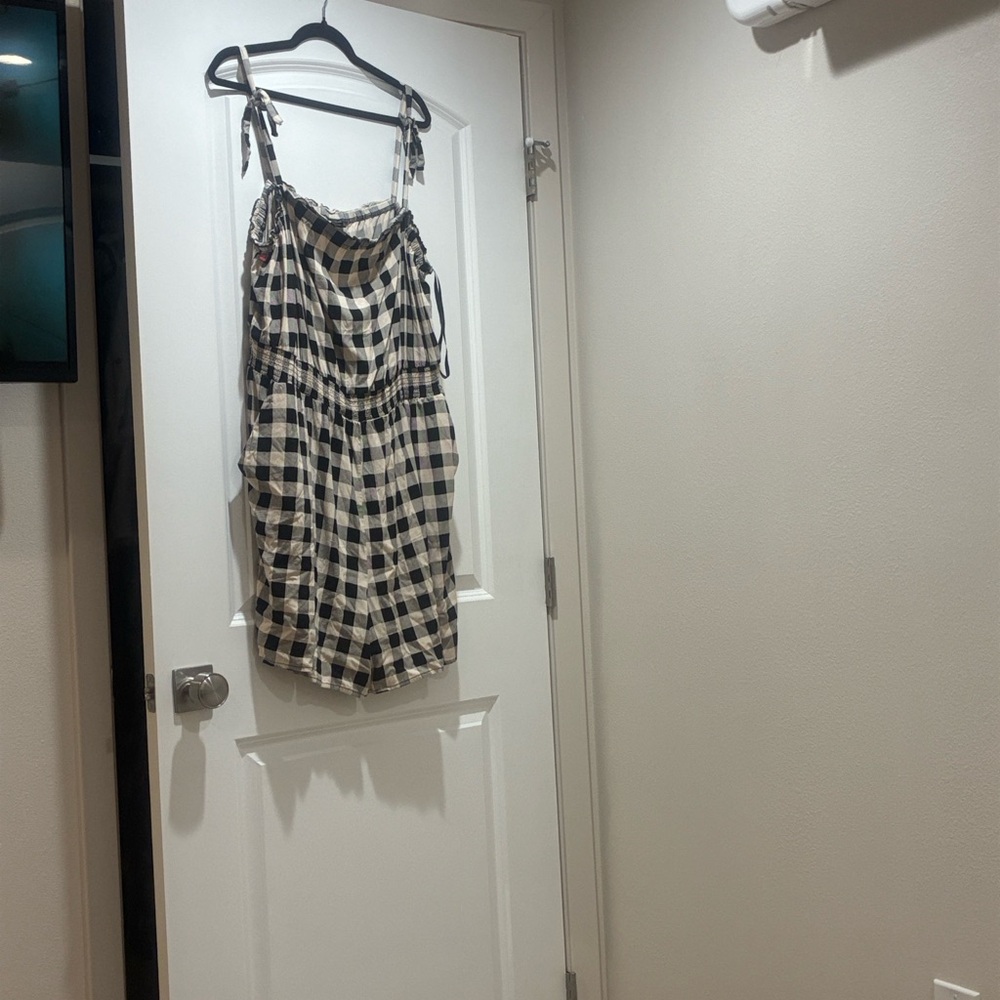 Torrid Black and Cream Checkered romper